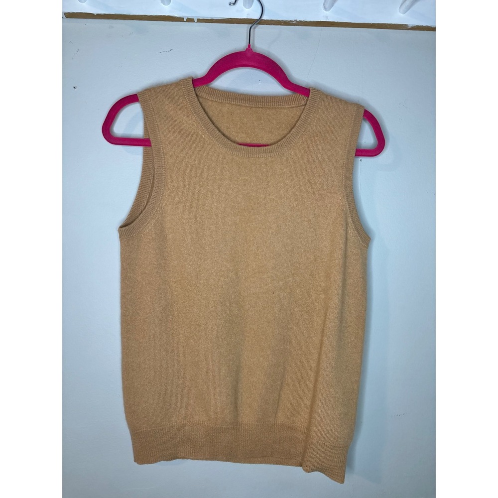Unbranded Camel Tan Knit Sweater Vest Sleeveless Crewneck Pullover Medium